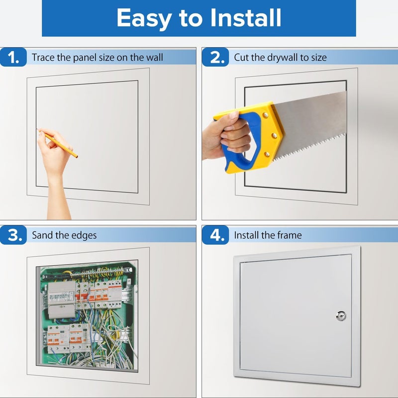Donext Access Panel for Drywall/Ceiling, Wall Hole Cover with Lock and Keys, 12"x12" Metal Access Door, Concealed Service Door for Electrical and Plumbing - Image 5